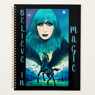 Star Goddess and Black Pegasus Fantasy Abstract Planner