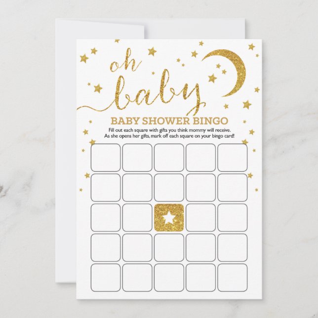 Star Gold Baby Bingo Invitation (Front)