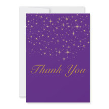 Star gold Flat Thank You Card |Zazzle royal purple