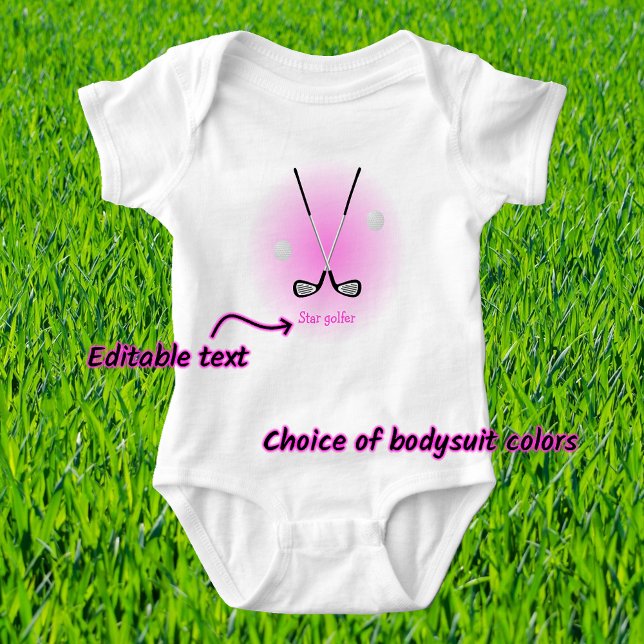 Star golfer custom name baby bodysuit (Creator Uploaded)