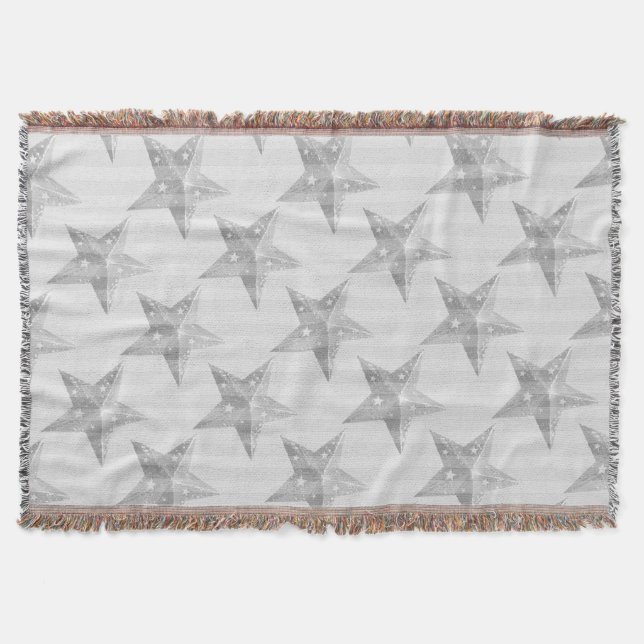 Star Grey and White Modern Pattern Throw Blanket (Front)