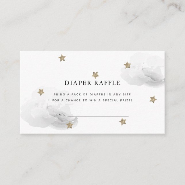 Star & Grey Cloud Baby Shower Diaper Raffle Ticket Enclosure Card (Front)
