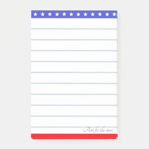 Star Header on Blue Red & White Lined Post-it Notes