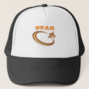 Star Image with Star text White and Black Colour Trucker Hat
