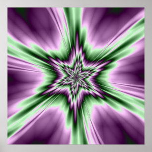 Star in Purple and Green Poster
