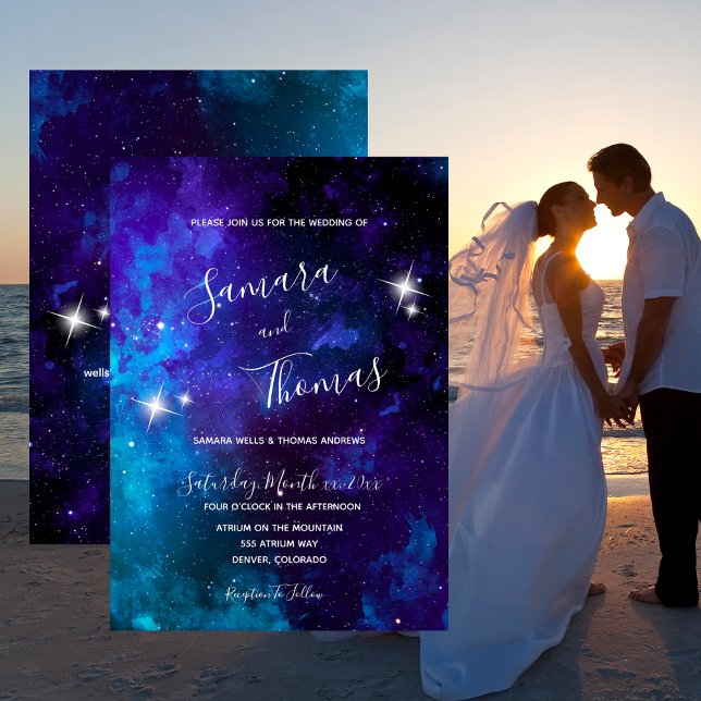 Star Light Blue Sky Wedding Invitation (Creator Uploaded)