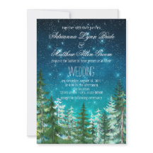 Star Light Night Forest Tree Wedding Invitations
