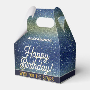 Star Light Sky Denim Blue Happy Birthday Party Favour Box