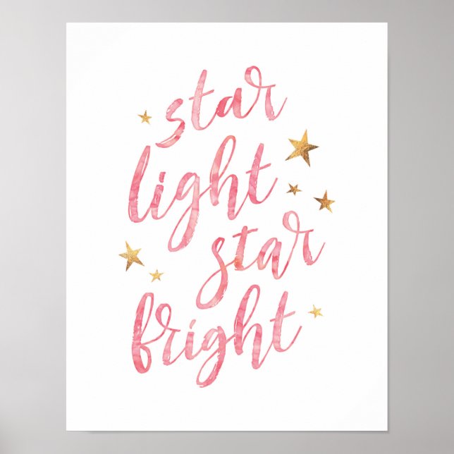 Star light star bright pink typography poster (Front)