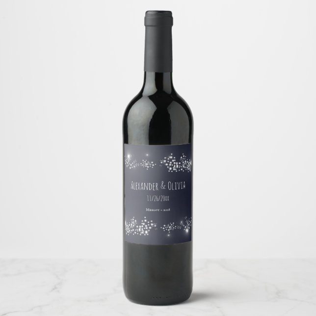 Star Light Wedding Wine Label (Front)