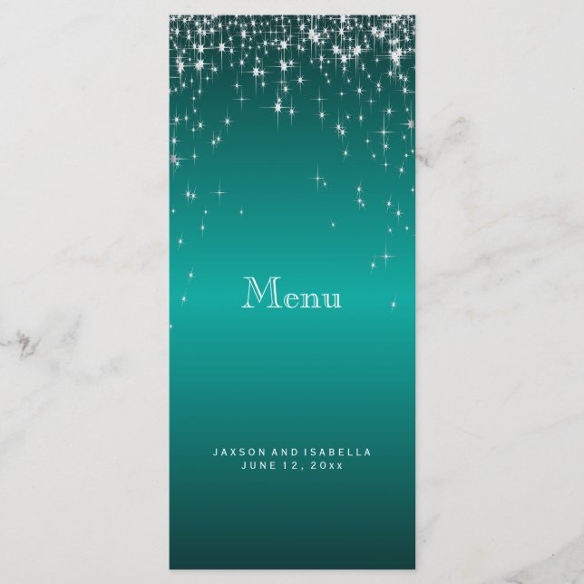 Star Lights in Teal - Menu (Front)
