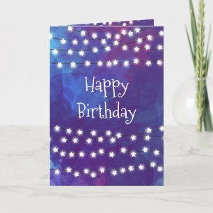 Star Lights on Cobalt Blue Birthday Card