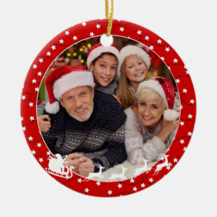 Star Lights Pattern One Photo Christmas Ceramic Tree Decoration