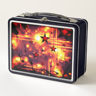 Star Lights Striking Glowing Abstract Pattern Metal Lunch Box