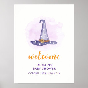 Star Little Boo Witch Hat Baby Shower Welcome Poster
