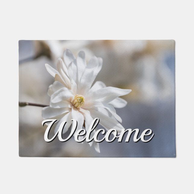 Star Magnolia Bloom Welcome Doormat (Front)