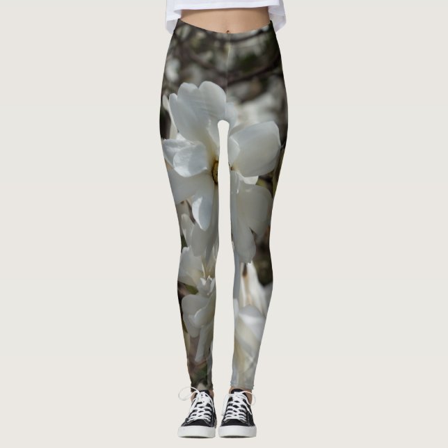 Star Magnolia Blooms Leggings (Front)