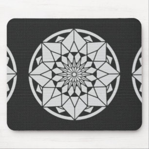 Star Mandala knitting black & white Mouse Pad