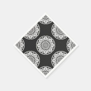 Star Mandala knitting black & white Napkin