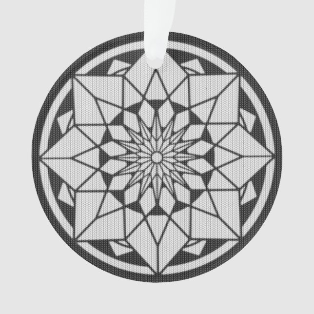 Star Mandala knitting black & white Ornament (Front)