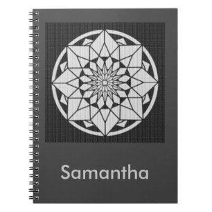 Star Mandala knitting black & white Spiral Notebook