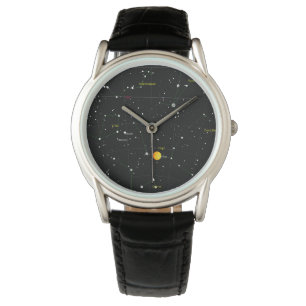star map black leather protector watch