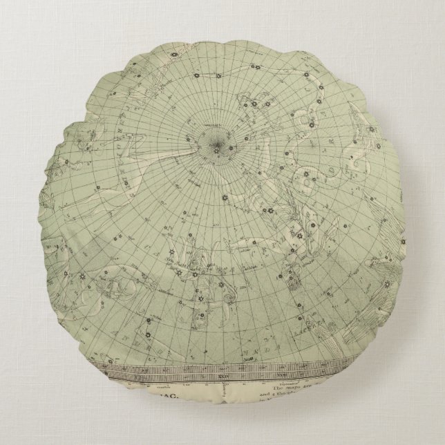 Star map of North polar region Round Cushion (Front)