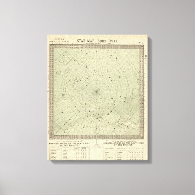 Star map of South polar region Canvas Print (Front)