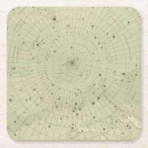 Star map of South polar region Square Paper Coaster