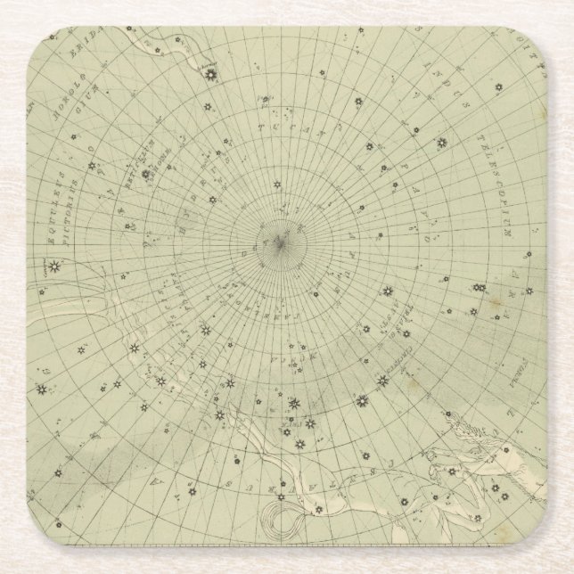 Star map of South polar region Square Paper Coaster (Front)
