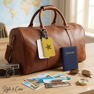 Star Mark on Metallic Gold Background Luggage Tag