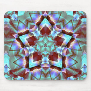Star migrating to pentagon grey neon kaleidoscope mouse pad