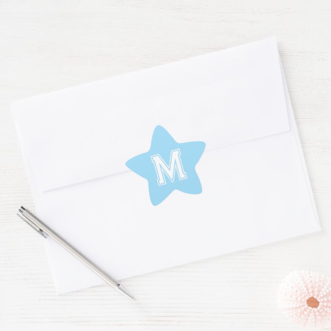 Star monogram boy's baby shower envelope sealer sticker (Envelope)