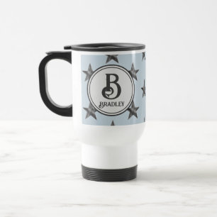 Star Monogram Family Initial Name Nautical Travel Mug