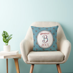 Star Monogram Initial Blue Nautical Decor Keepsake Cushion