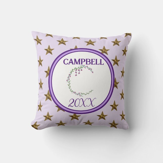 Star Monogram Initial Floral Nature Home Decor Cushion (Front)