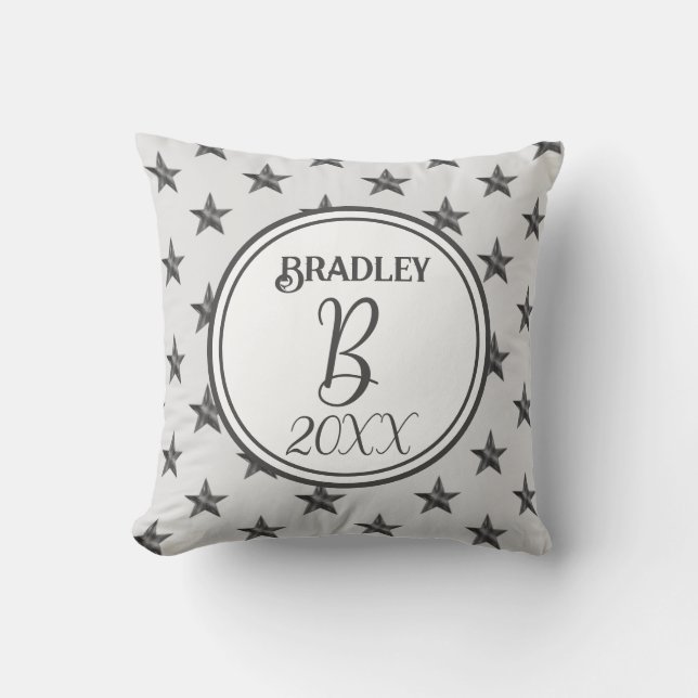 Star Monogram Initial Home Decor Wedding Keepsake Cushion (Front)