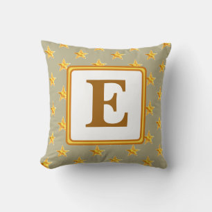 Star Monogram Initial Yellow Gold Home Decor Cushion