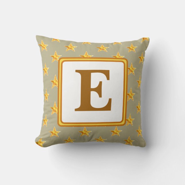 Star Monogram Initial Yellow Gold Home Decor Cushion (Front)