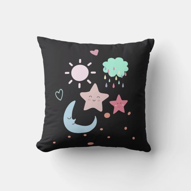 Star Moon cloud sun heart cute Cushion (Front)