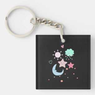 Star Moon cloud sun heart cute Key Ring