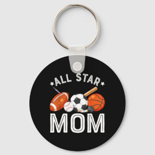 Star Mum Of The Birthday Boy Basball Soccer Sport Key Ring
