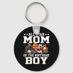 Star Mum of The Birthday Boy Basketball Soccer Key Ring