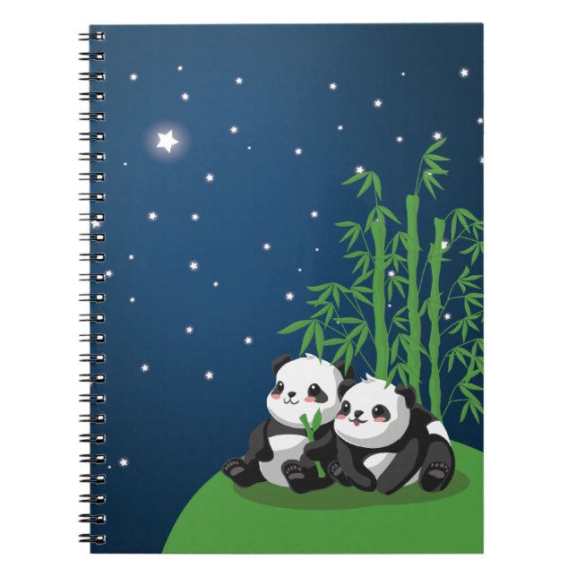 Star Night Panda Spiral Notebook (Front)