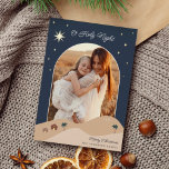 Star of Bethlehem Photo<br><div class="desc">A beautiful holiday card design featuring a vertical photo in an arched layout, set on a desert background dotted with palm trees and tiny houses. The star of Bethlehem shines against the night sky in gold foil, with "O Holy Night" curved across the top. Personalise this elegant religious Christmas card...</div>