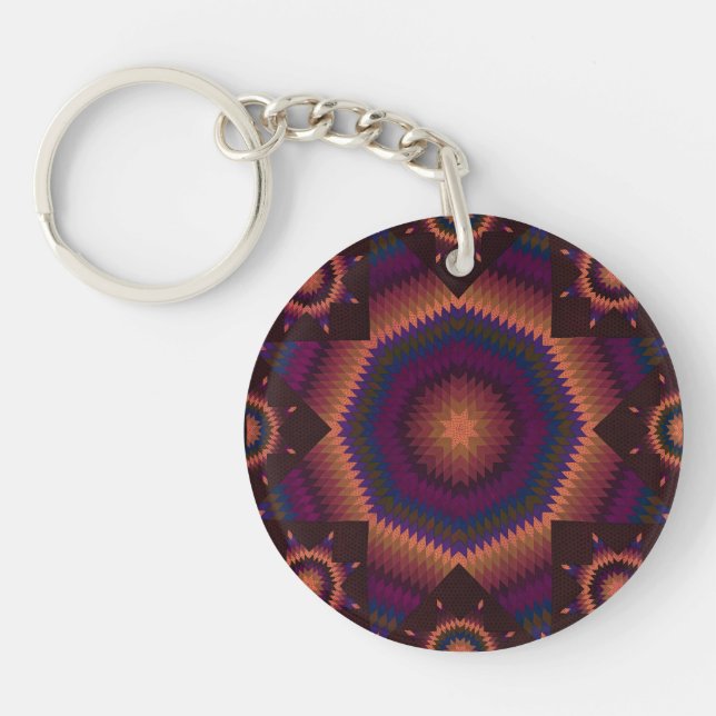Star of Bethlehem Quilt warmth Key Ring (Front)