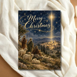 Star of Bethlehem Religious Shepherds Christmas Holiday Card