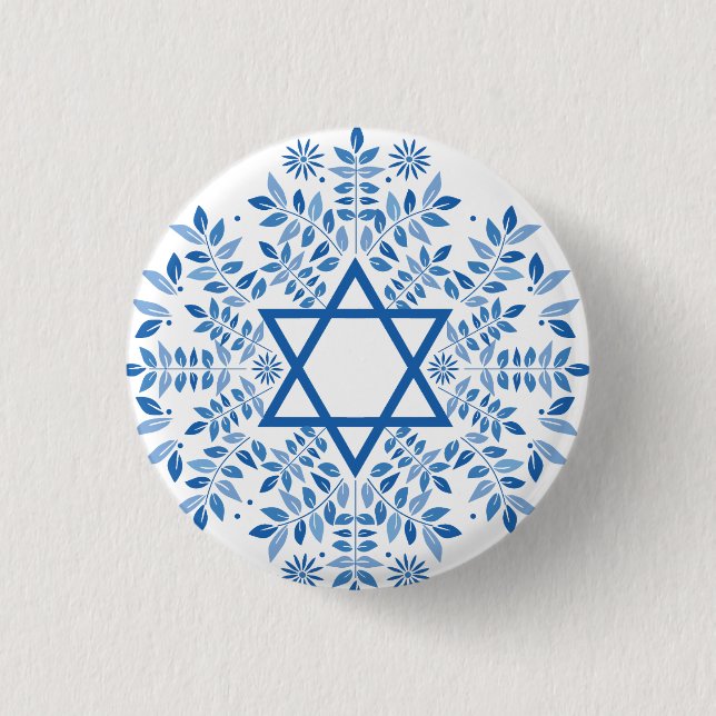 star of david  3 cm round badge (Front)