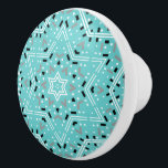 Star of David | Abstract Decorative Drawer Cabinet Ceramic Knob<br><div class="desc">Decorative drawer knob or cabinet knob featuring an abstract Star of David design in shades of aqua,  white,  silver grey,  and black.  An original design by Susan Silva / 369Mandala.</div>