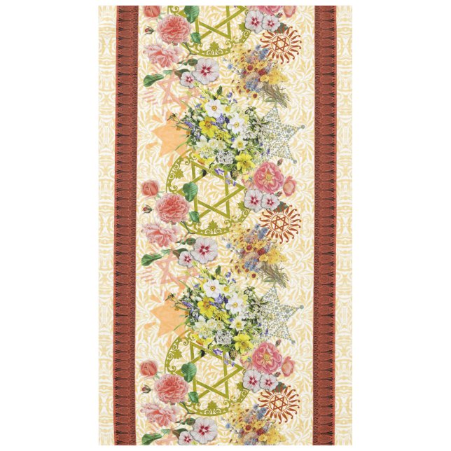 Star of David And Flowers Tablecloth (Front)